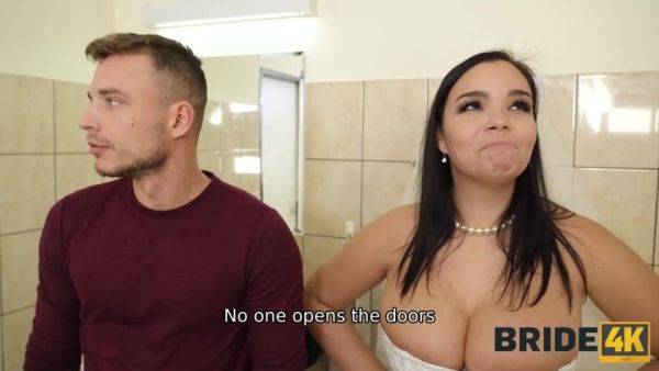 Bride Needs Cock Before Wedding with Sofia Lee - Big ass busty babe fucked in public toilet on supertitlovers.com
