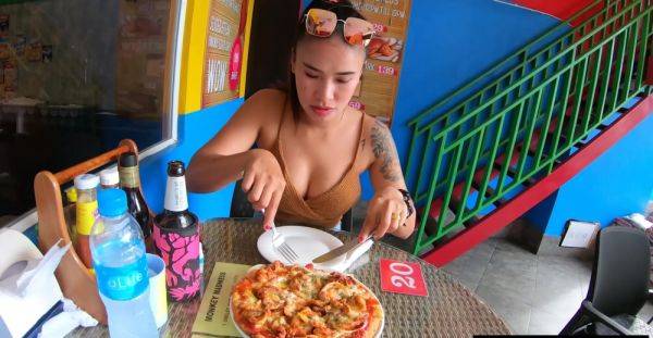 Pizza before making a homemade sex tape with his busty Asian girlfriend - Thailand on supertitlovers.com